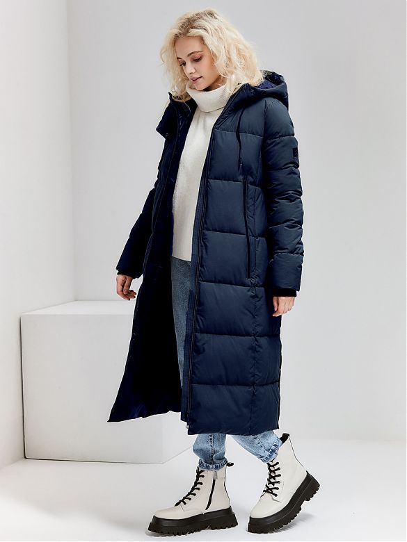 Пуховик женский HOOPS 81387z  цвет темно-синий размер 44 российская одежда